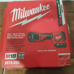 California NEW Milwaukee M18 Short Throw Press Tool with Pex Crimp Jaws  Includes (2) Batteries  Charger and Hard Case
