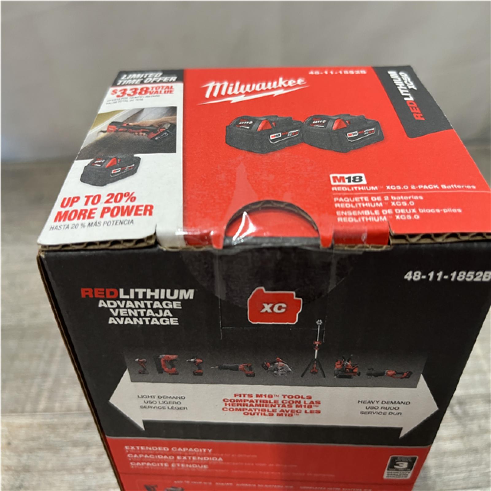 NEW - Milwaukee 18-Volt Lithium-Ion XC Extended Capacity 5.0 Ah Battery Pack (2-Pack)