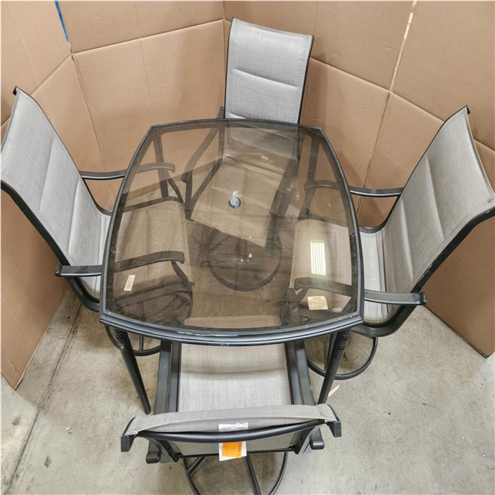 Phoenix LIKE NEW Hampton Bay Kentbury 5-Piece Steel Padded Sling Square Glass Top Outdoor Dining Set