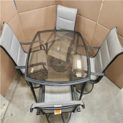 Phoenix LIKE NEW Hampton Bay Kentbury 5-Piece Steel Padded Sling Square Glass Top Outdoor Dining Set