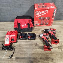 HOUSTON LOCATION - AS-IS Milwaukee 18V Cordless Brushed 2 Tool Drill/Driver and Impact Driver Kit