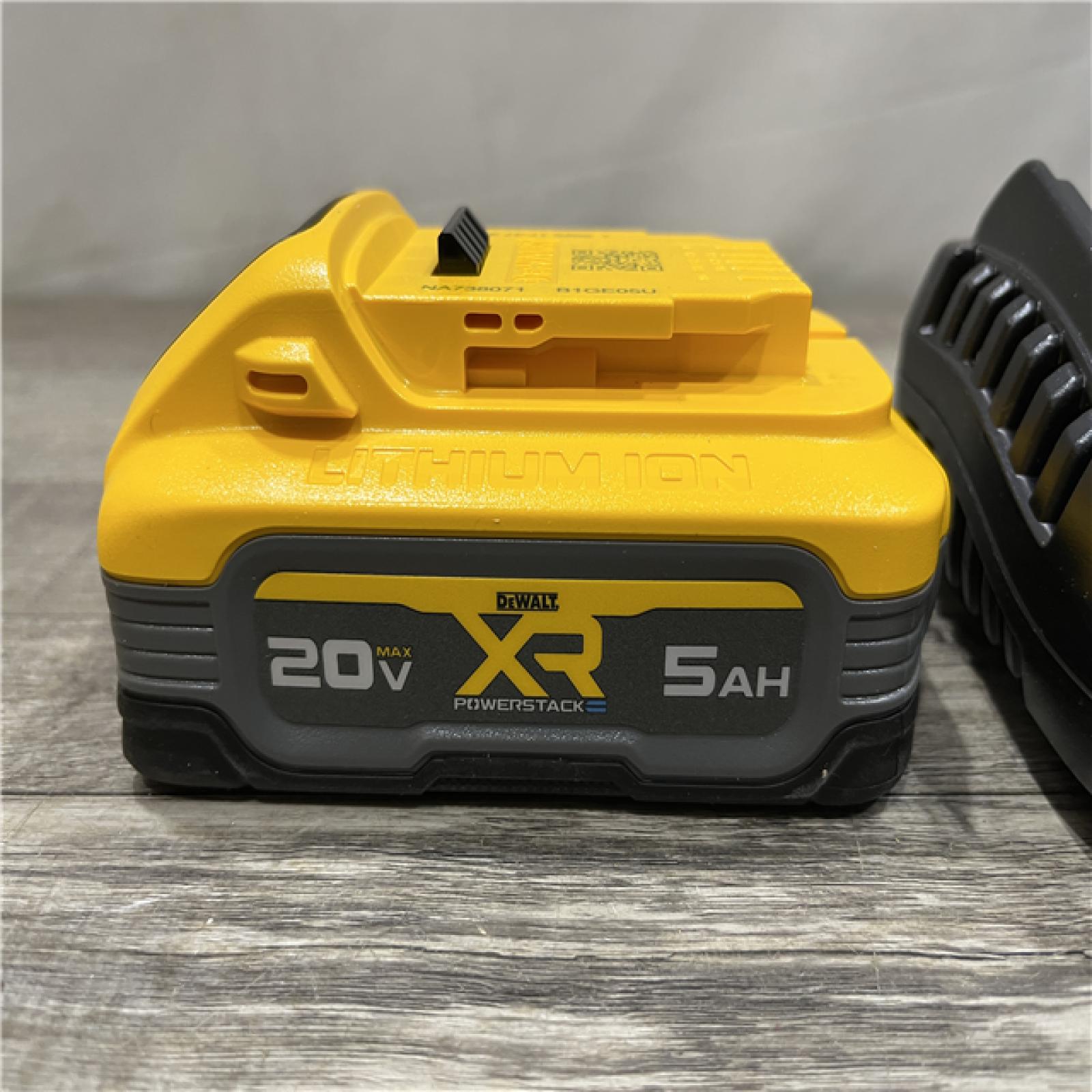 AS-IS DEWALT 20V MAX XR POWERSTACK Lithium-Ion Battery Starter Kit with 5.0Ah Battery and Charger