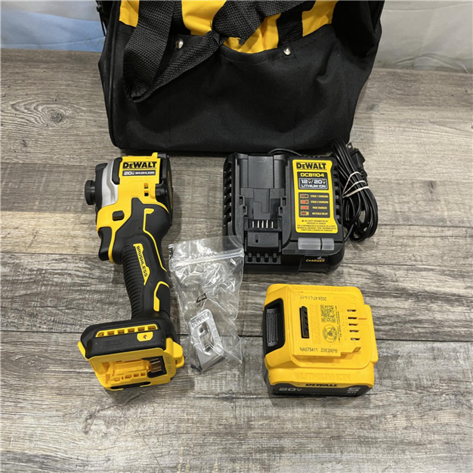 AS-IS DEWALT ATOMIC 20V MAX Lithium-Ion Cordless 1/4 in. Brushless Impact Driver Kit