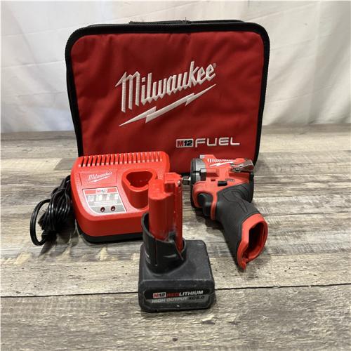 AS-IS Milwaukee FUEL 12V Li-Ion Brushless Cordless Stubby 3/8 in. Impact Wrench Kit