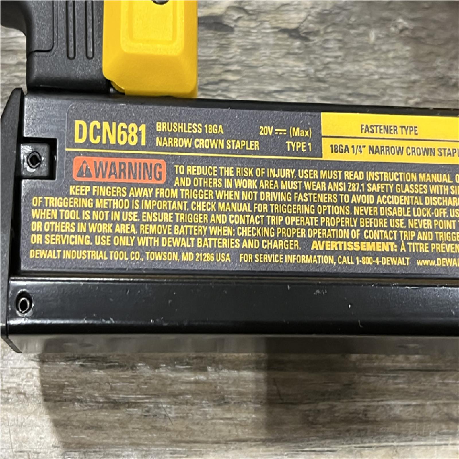 AS-IS DEWALT 20V MAX XR Lithium-Ion Cordless 18-Gauge Narrow Crown Stapler Kit