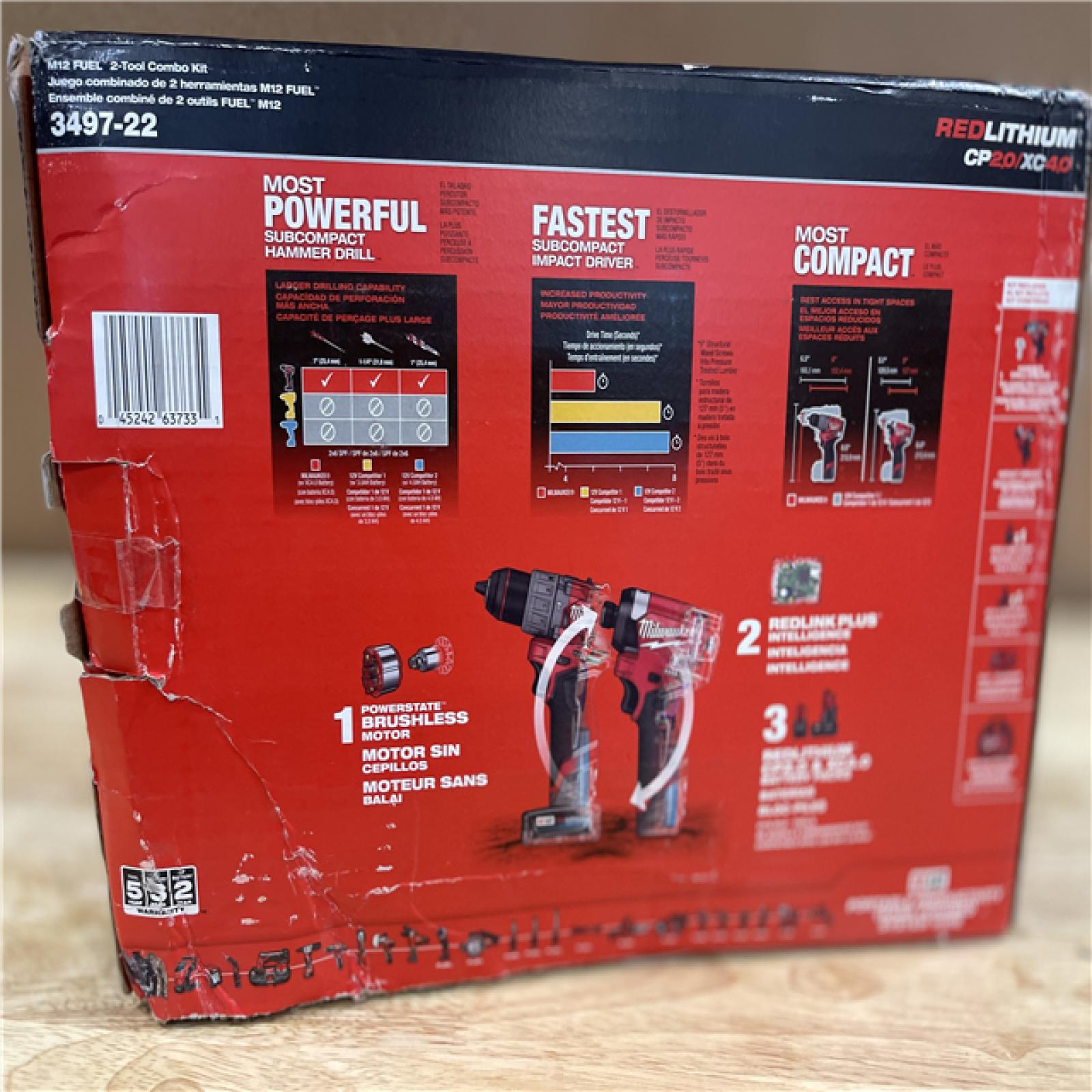 NEW! - Milwaukee M12 FUEL 12-Volt Lithium-Ion Brushless Cordless Hammer Drill and Impact Driver Combo Kit w/2 Batteries and Bag (2-Tool)