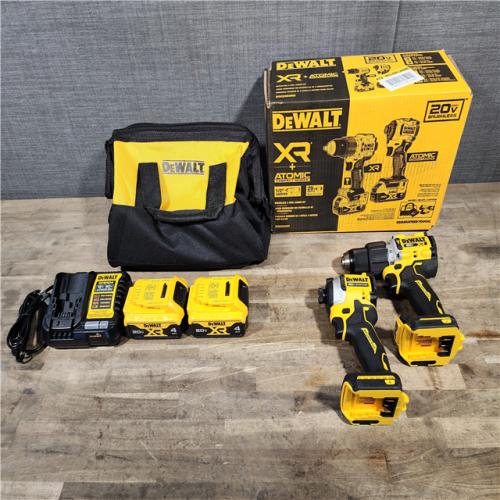 HOUSTON LOCATION - AS-IS DEWALT 20V MAX XR Hammer Drill and ATOMIC Impact Driver 2 Tool Cordless Combo Kit with (2) 4.0Ah Batteries  Charger  and Bag
