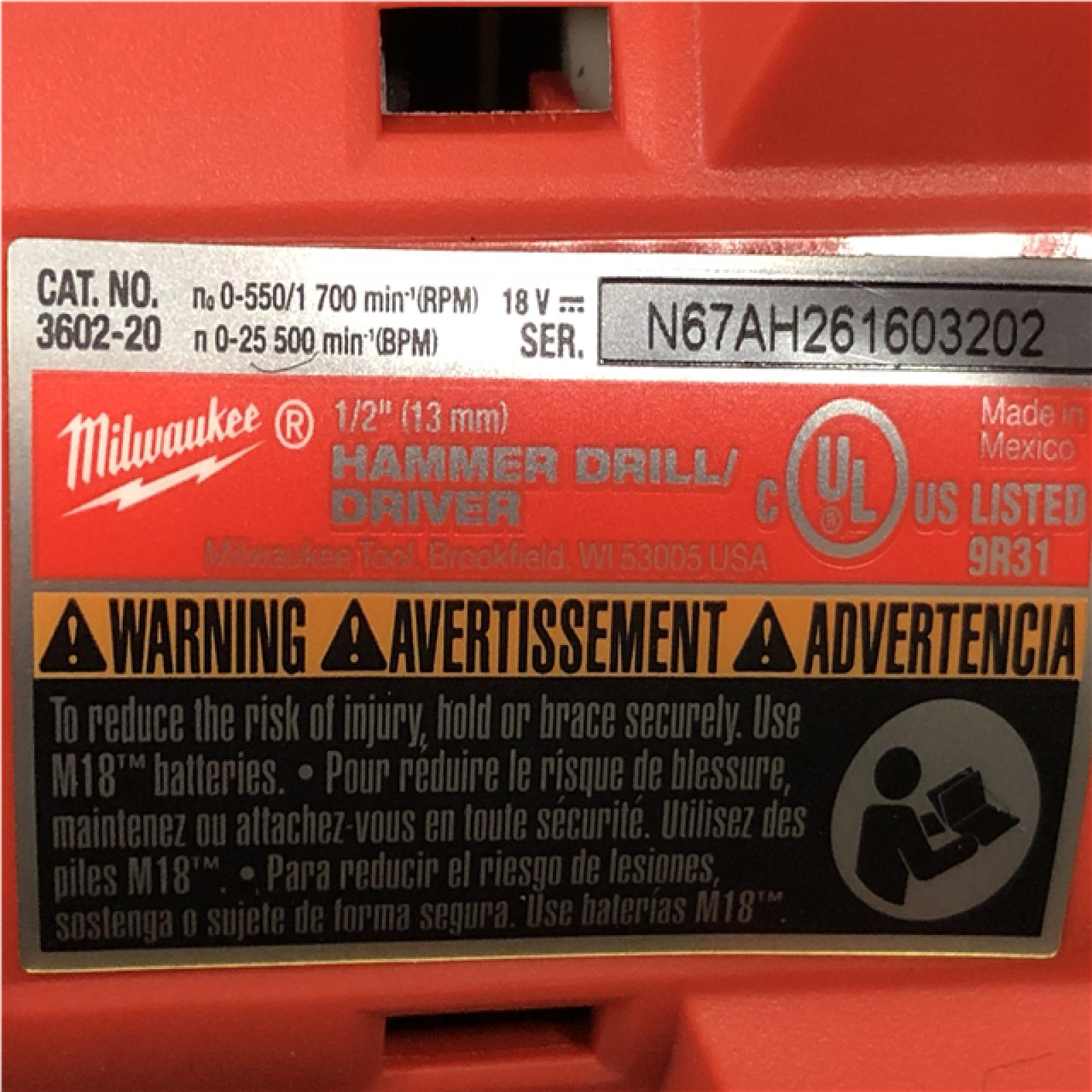 AS-IS Milwaukee 18V Lithium-Ion Brushless Cordless 1/2 in. Compact Hammer Drill/Driver Kit