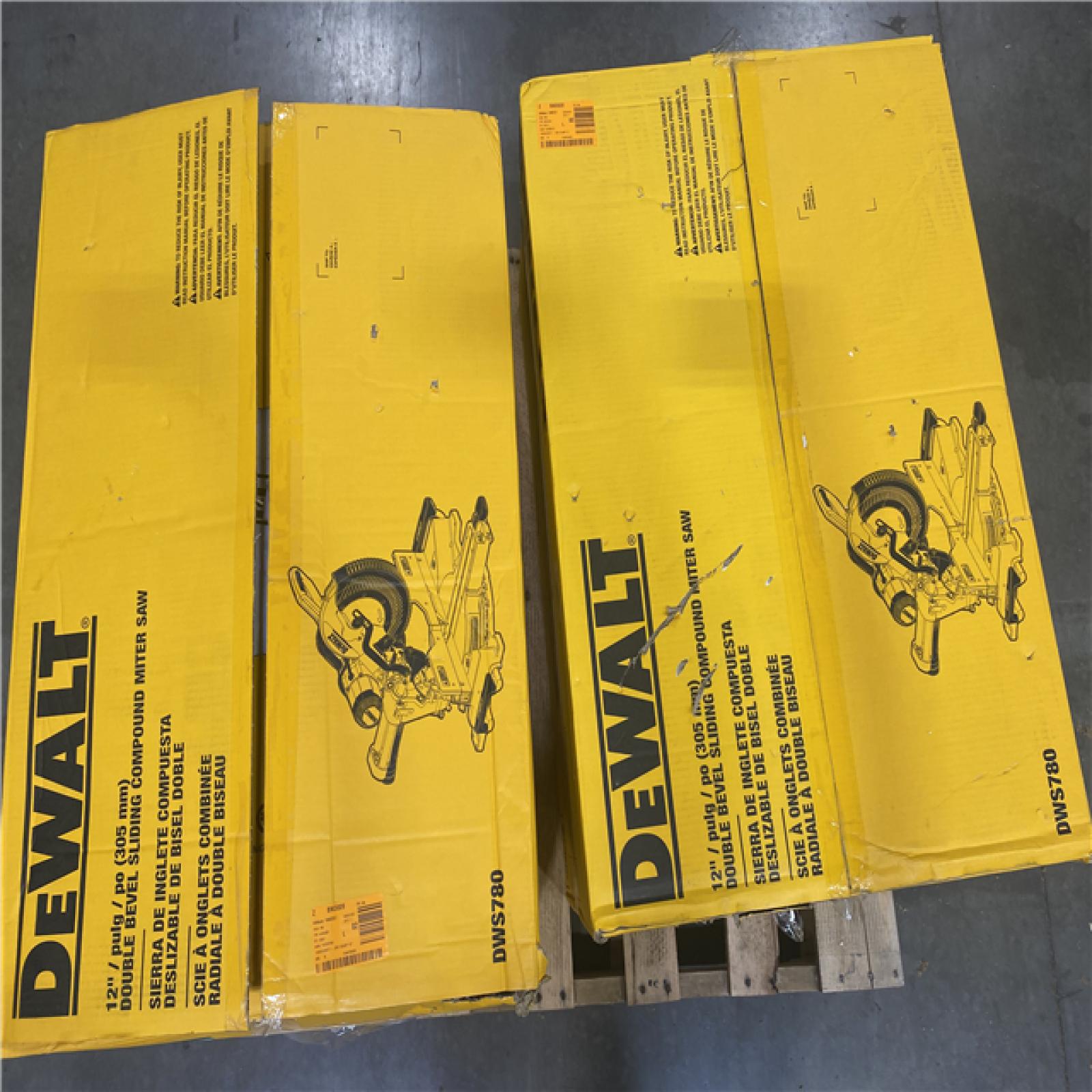 Dallas Location - As-Is- DEWALT 15 Amp Corded 12 in. Double Bevel Sliding Compound Miter Saw(Lot Of 2)