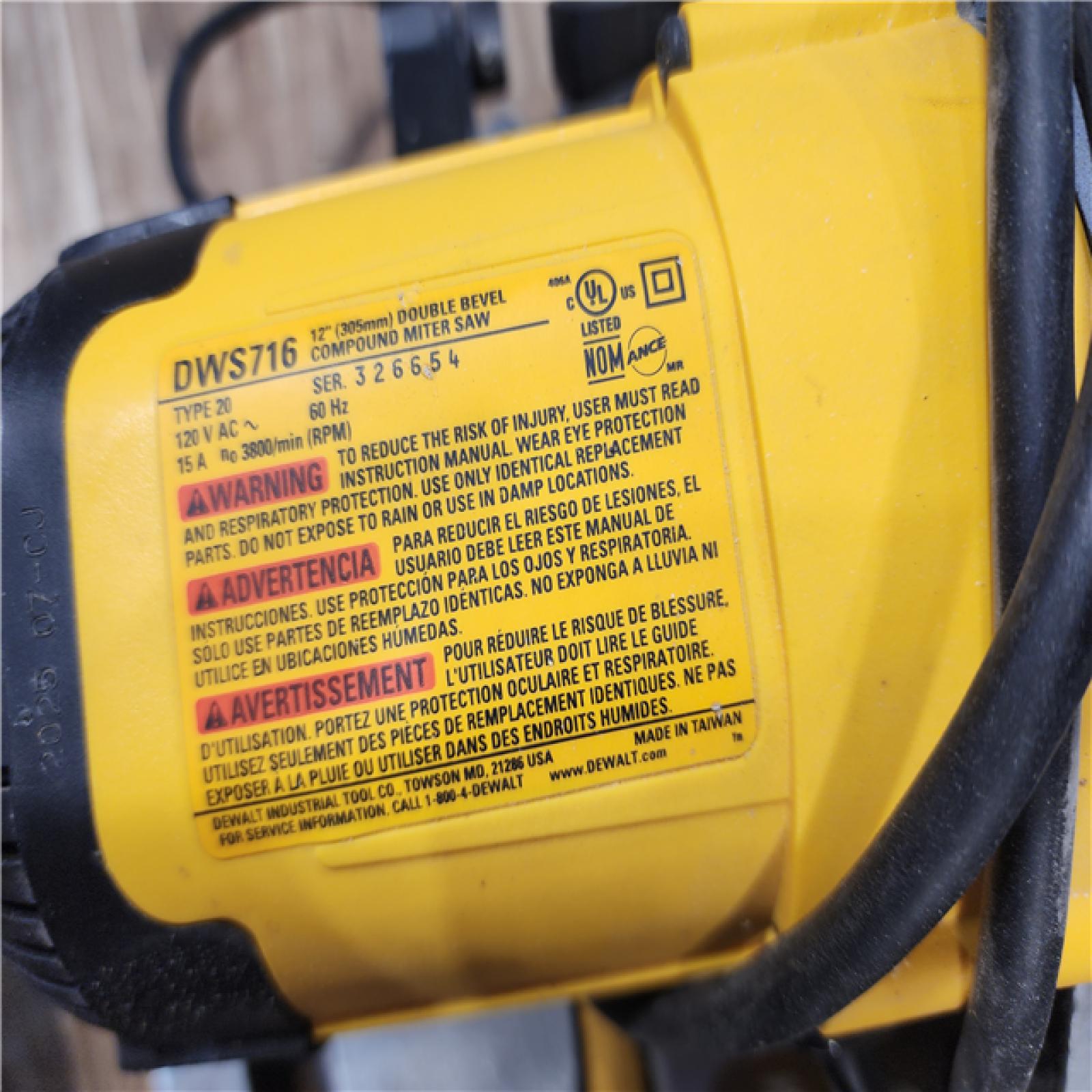HOUSTON LOCATION - AS - IS DEWALT 15 Amp Corded 12 in. Double Bevel Sliding Compound Miter Saw