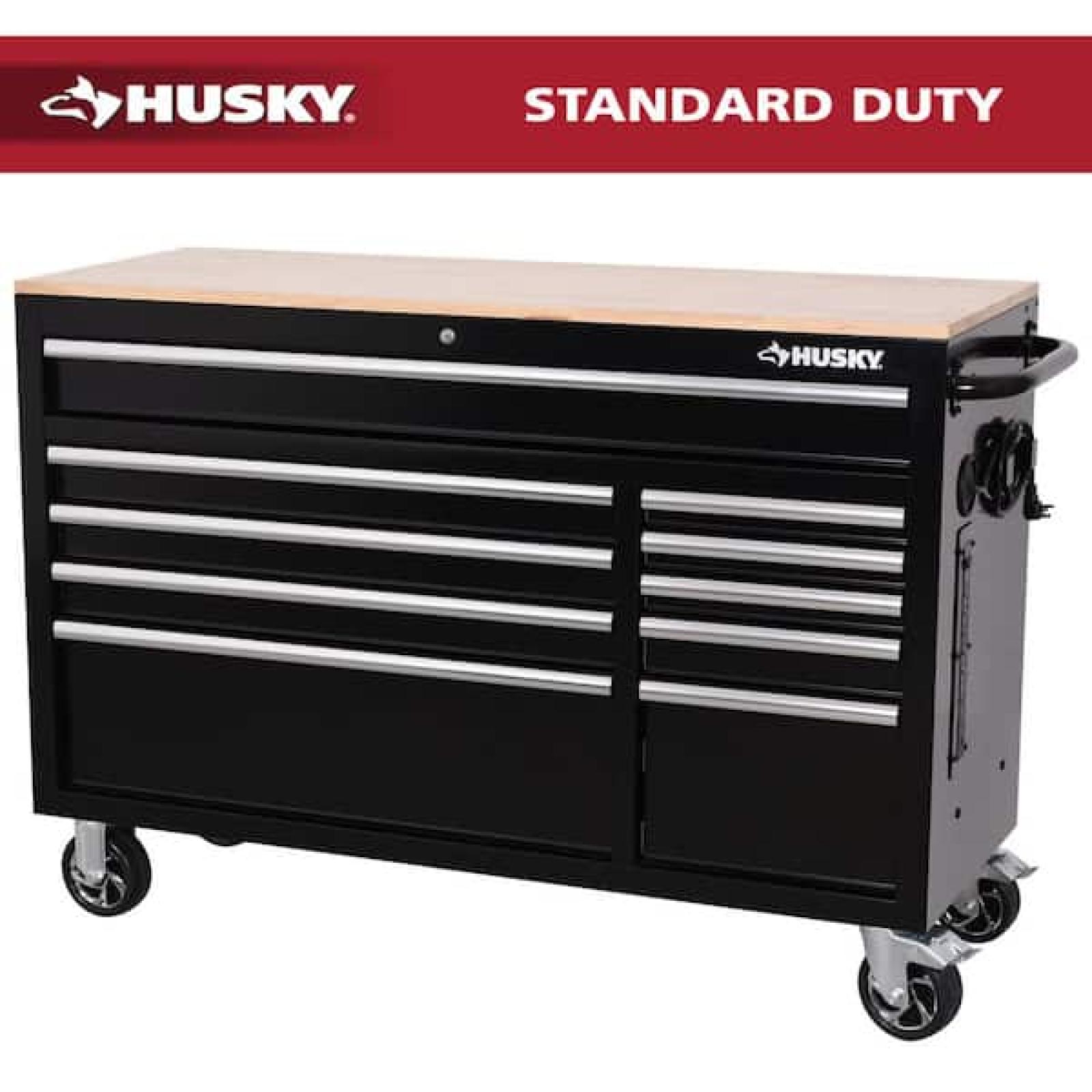 Phoenix NEW Husky Modular Tool Storage 52 in. W x 20 in. D Standard Duty Black Mobile Workbench Cabinet