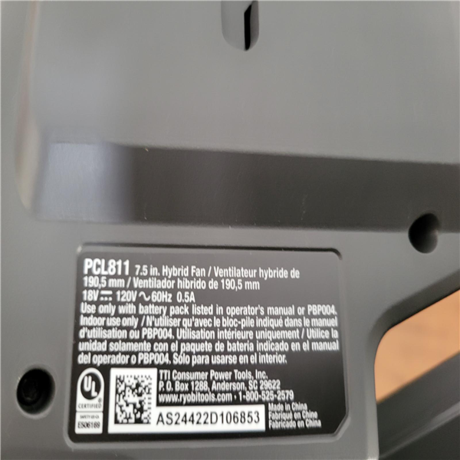 California NEW Ryobi One+ 18V Hybrid 7.5 Fan (Tool Only)