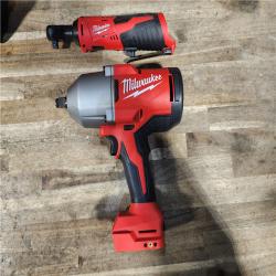 HOUSTON LOCATION - AS-IS Milwaukee 12/18V Lithium-Ion Cordless 3/8 in. Ratchet and 1/2 in. High Torque Impact Wrench with Friction Ring Combo Kit