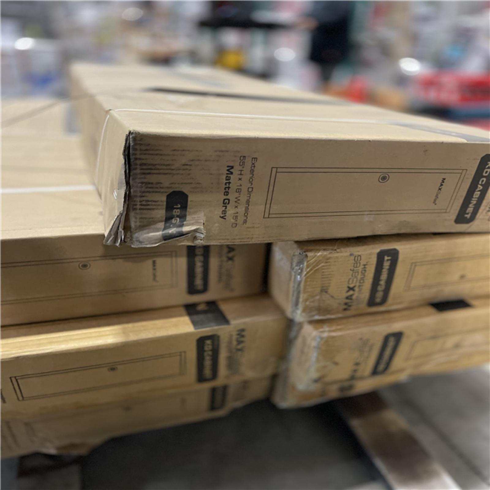 DALLAS LOCATION - MAXSafes 18 Gun KD Steel Cabinet with Key Lock Access in Matte Grey PALLET-(7 UNITS)