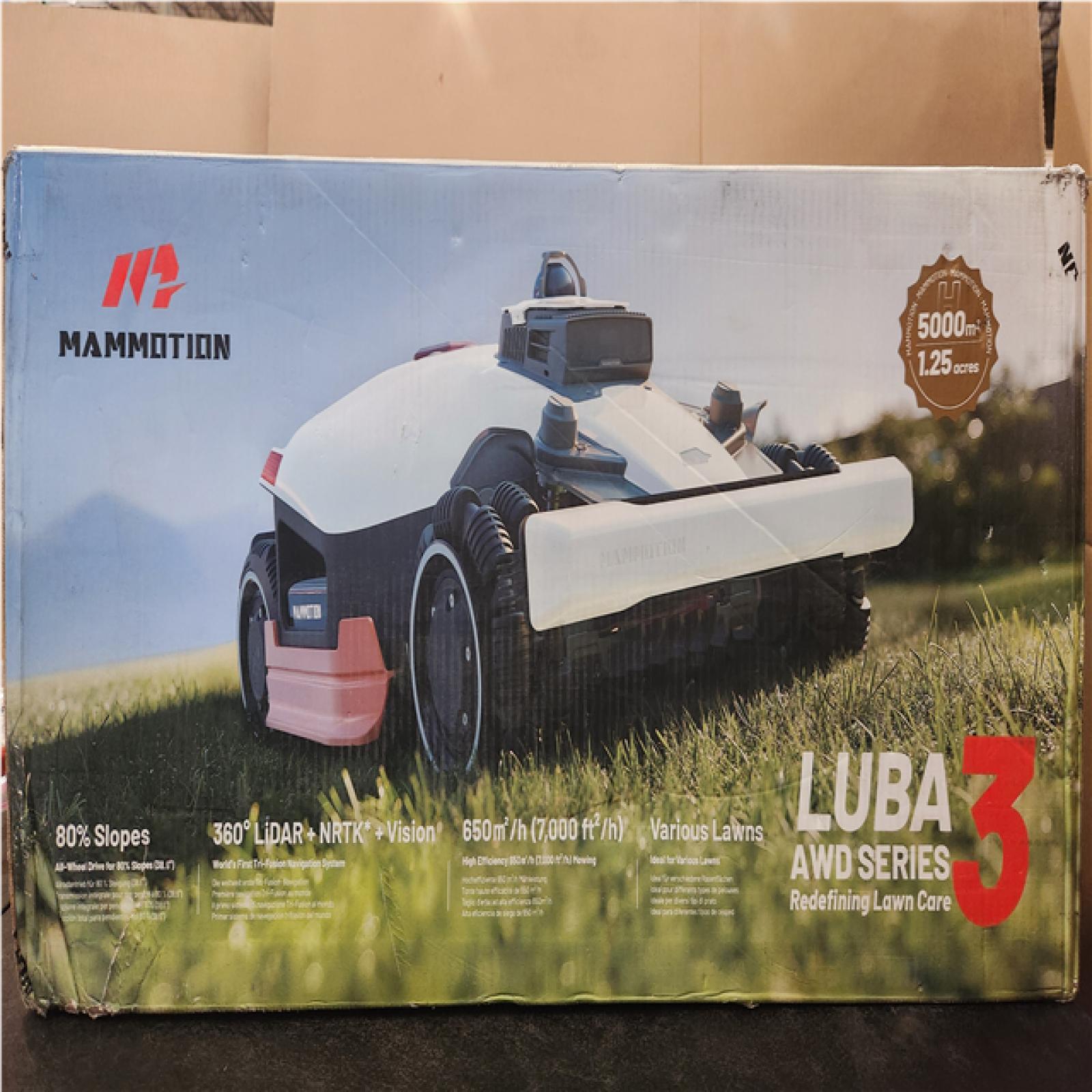 Phoenix AS-IS MAMMOTION Luba 3 AWD 16 in. 360° LiDAR Robot Lawn Mower (1.25 Acre)Adjustable Cutting Height(2.2 in. - 4 in.)All Terrain AI Vision