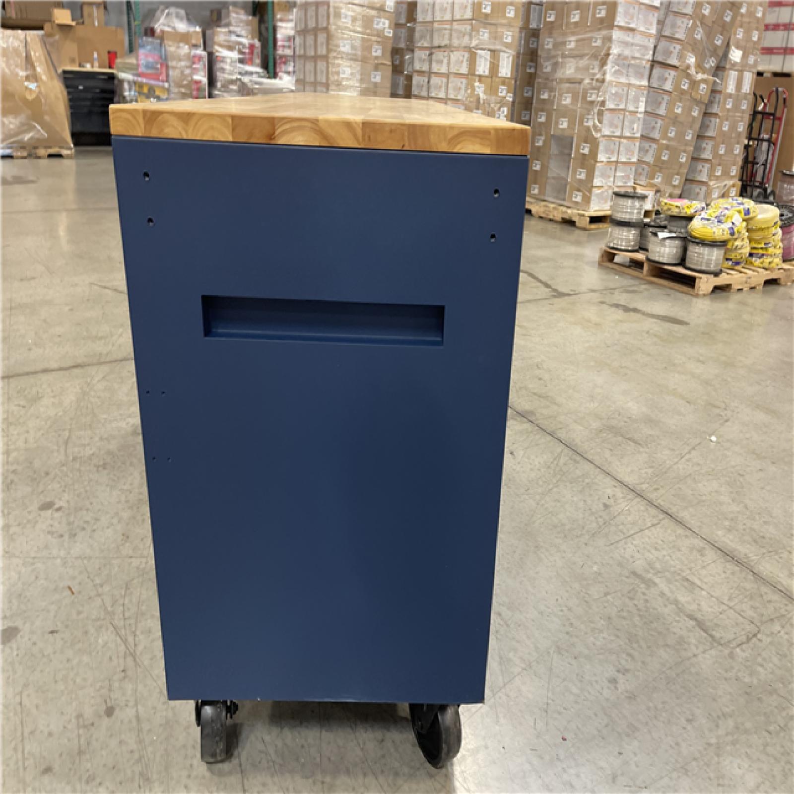 DALLAS LOCATION - Husky Tool Storage Heavy Duty 84 in. W x 24 in. D Matte Blue Mobile Workbench Cabinet