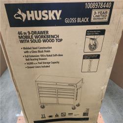 Phoenix NEW Husky Tool Storage 46 in. W x 18 in. D 9-Drawer Mobile Workbench Cabinet in Gloss Black