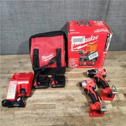 HOUSTON LOCATION - AS-IS Milwaukee M18 18V Lithium-Ion Brushless Cordless Compact Drill/Impact Combo Kit (2-Tool) W/(2) 2.0 Ah Batteries  Charger & Bag