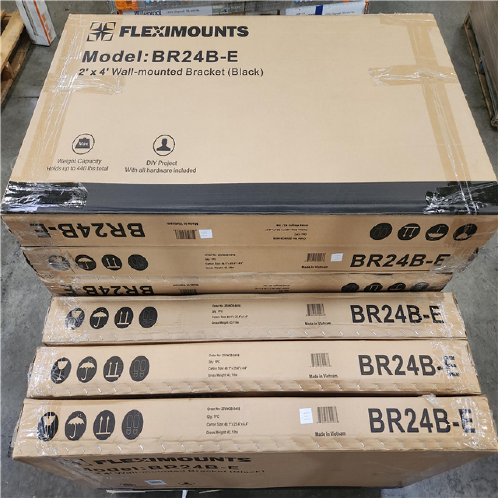 Phoenix NEW FLEXIMOUNTS 24 in. x 48 in. Heavy Duty Wall Shelf with Brackets in Black Pallet (12 Total (Retail Value $140 Each)
