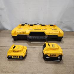 AS-IS- 20-Volt MAX 4-Port Charger with 20-Volt MAX Lithium-Ion 5.0 Ah and 2.0 Ah Batteries