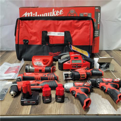 AS-IS Milwaukee  M12 Combo 7 tool Kit W/2 Cmpt Bat, 1 Xc Bat, KIT