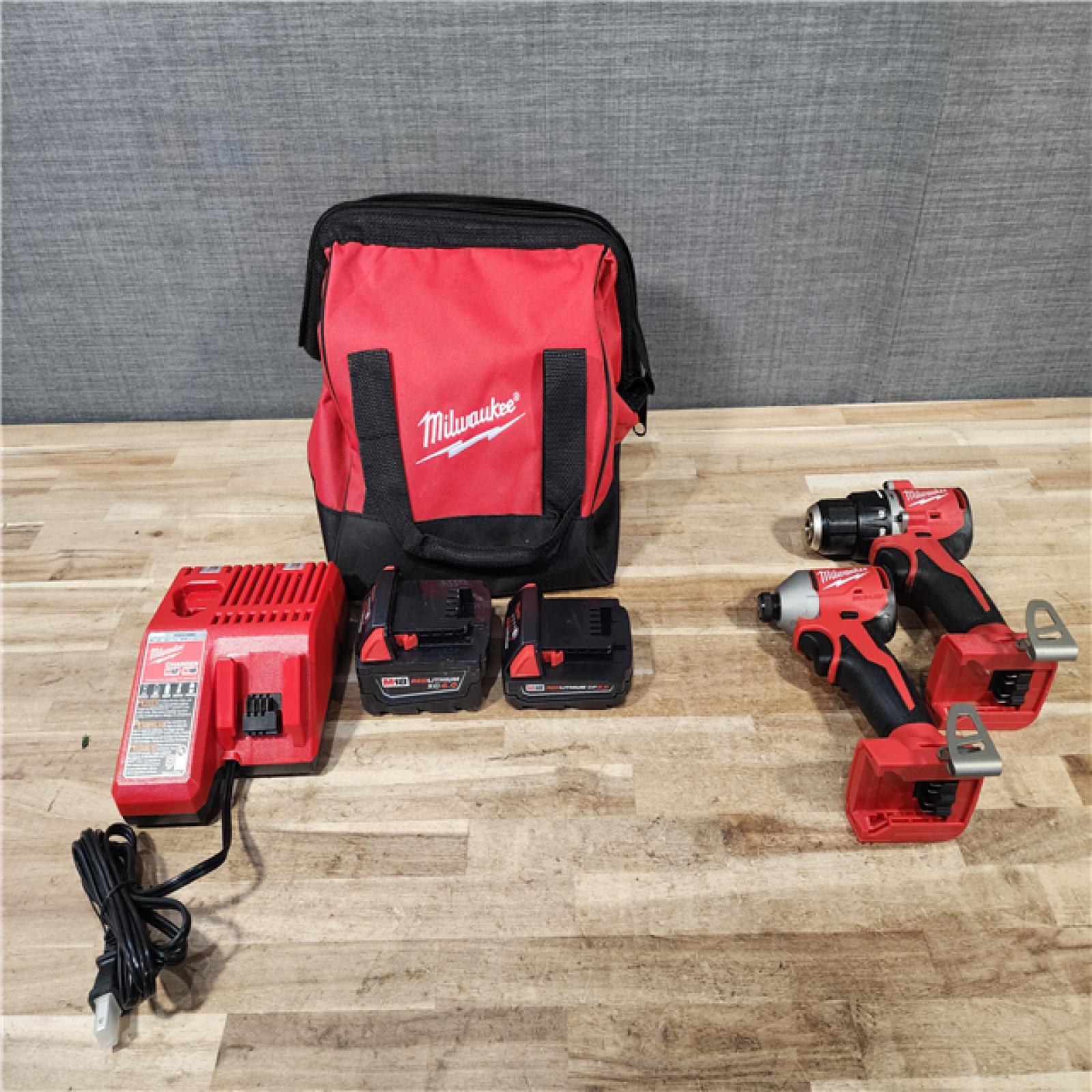 HOUSTON LOCATION - AS-IS Milwaukee 18-Volt Lithium-Ion Brushless Cordless Compact Hammer Drill/Impact Combo Kit