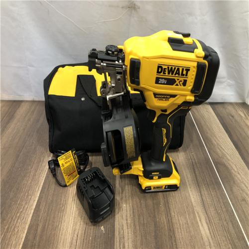 AS-IS DEWALT 20V MAX Lithium-Ion 15-Degree Electric Cordless Roofing Nailer Kit