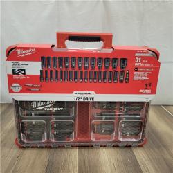 AS-IS Milwaukee SHOCKWAVE Impact-Duty 1/2 in. Drive Metric and SAE Deep Well Impact PACKOUT Socket Set (31-Piece)