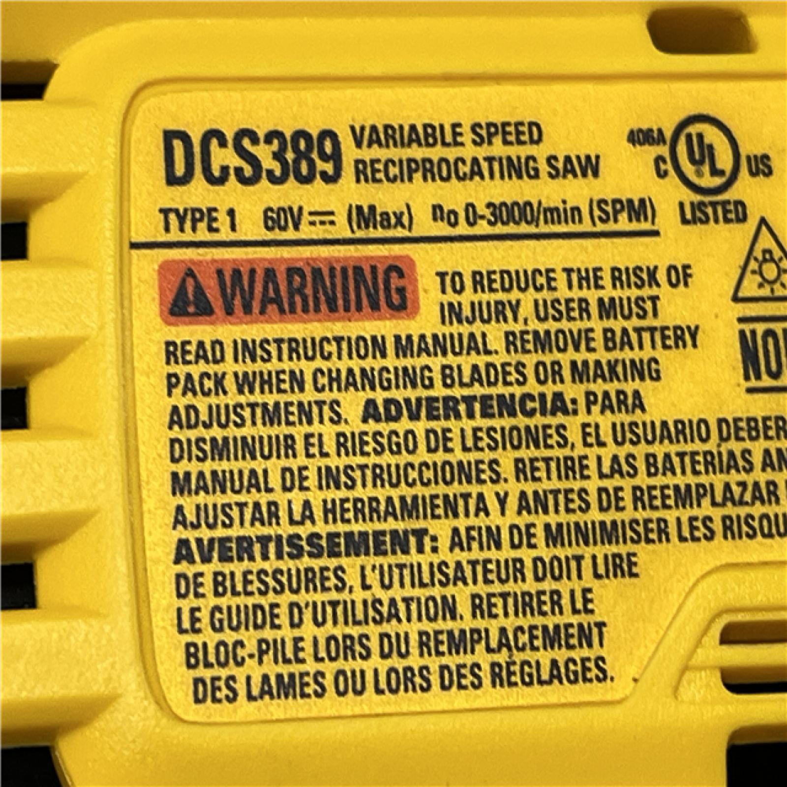 AS-IS DEWALT FLEXVOLT 60V MAX Cordless Brushless Reciprocating Saw (Tool Only)