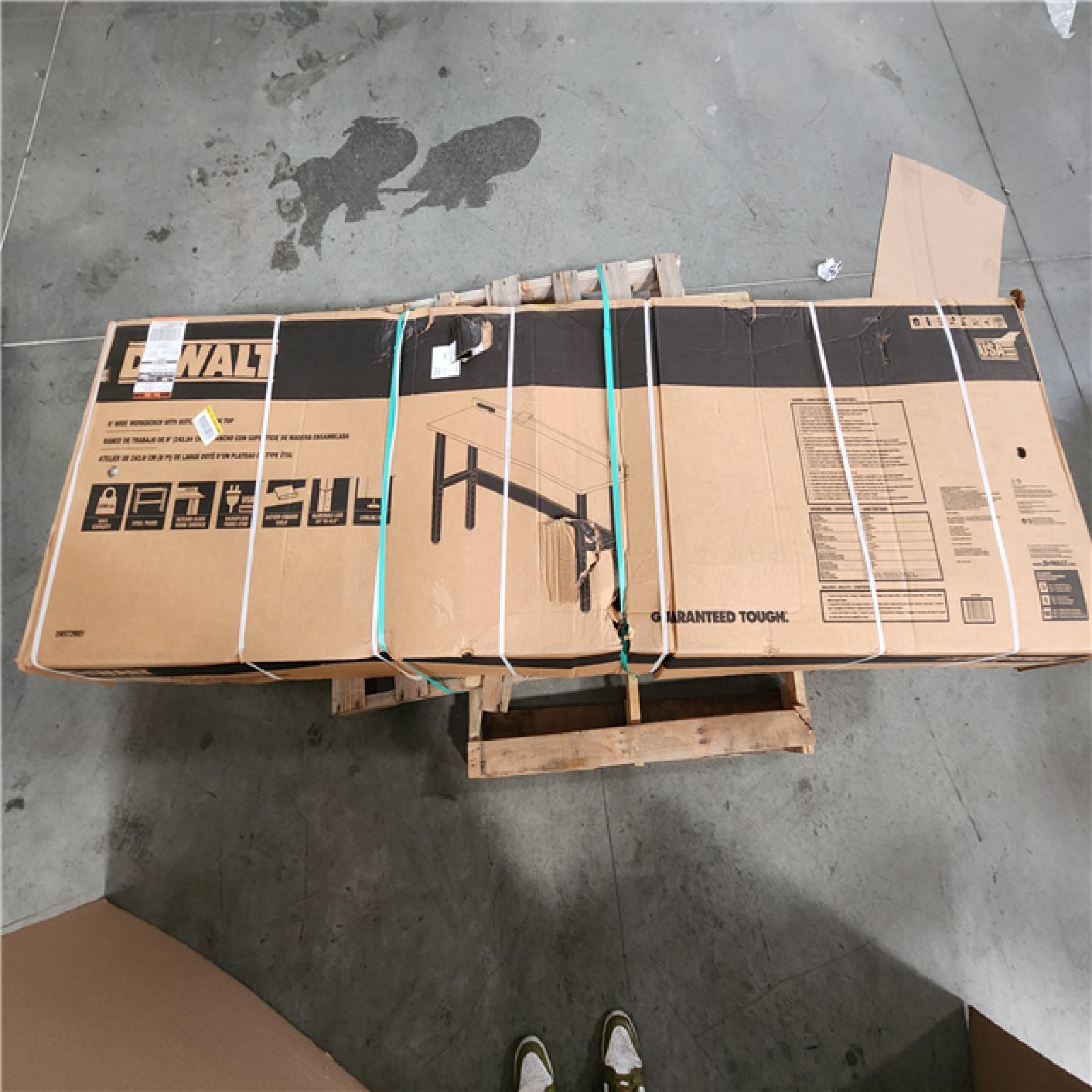 CALIFORNIA AS-IS DEWALT 8' WIDE WORKBENCH WITH BUTCHER BLOCK TOP