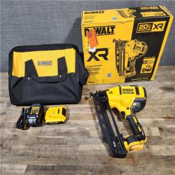 HOUSTON LOCATION - AS-IS DeWalt 20V 16 Gauge Cordless Angled Finish Nailer Kit W/ 2Ah Battery