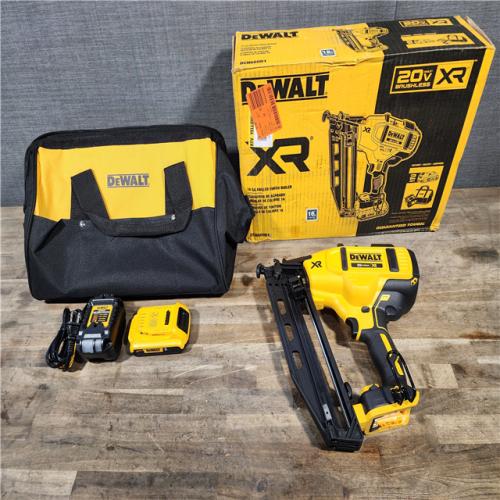 HOUSTON LOCATION - AS-IS DeWalt 20V 16 Gauge Cordless Angled Finish Nailer Kit W/ 2Ah Battery