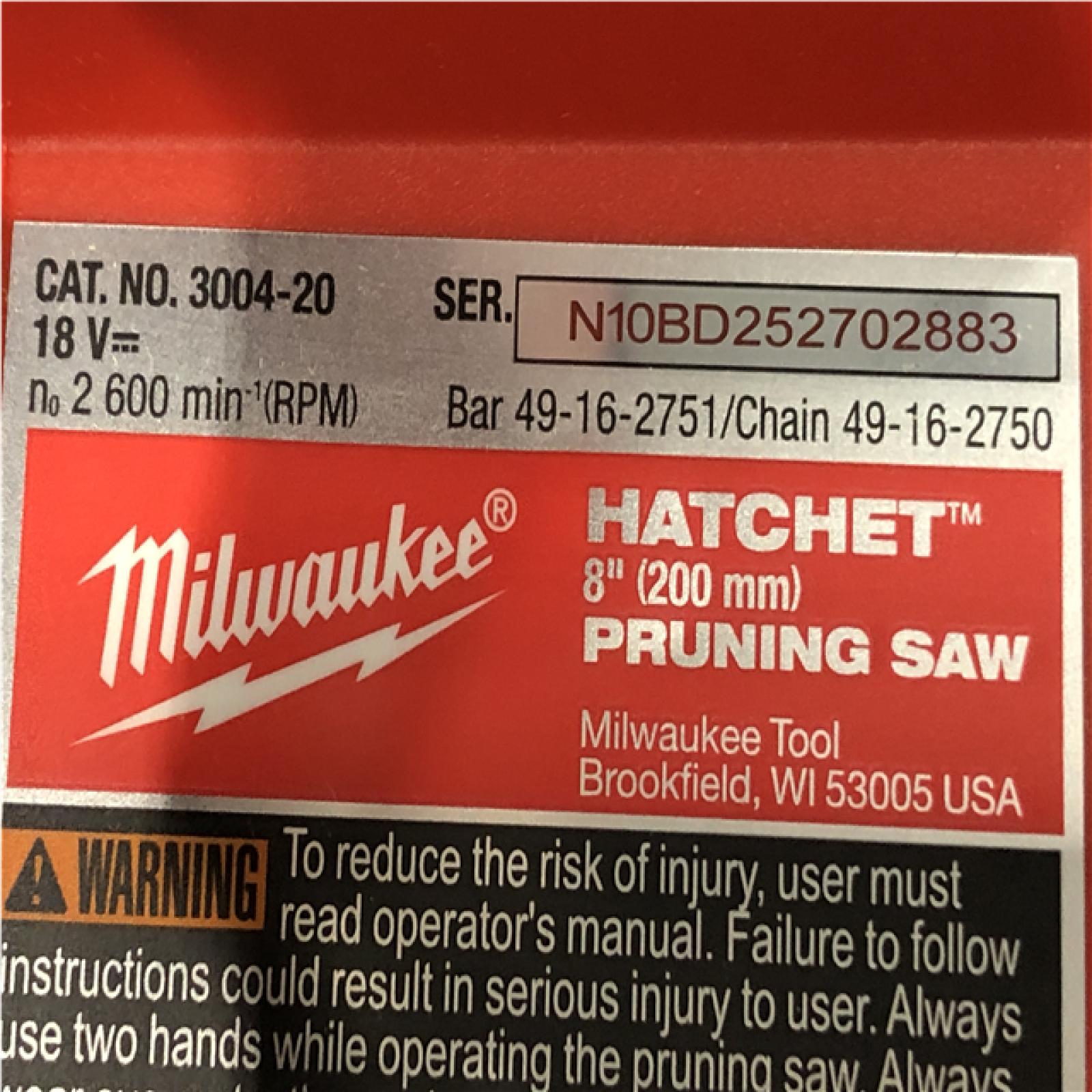 AS-IS Milwaukee FUEL 18V Lithium-Ion Brushless Cordless 8 in. HATCHET Pruning Saw (Tool-Only)
