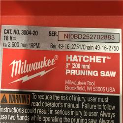 AS-IS Milwaukee FUEL 18V Lithium-Ion Brushless Cordless 8 in. HATCHET Pruning Saw (Tool-Only)