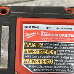 AS-IS Milwaukee FUEL18V Lithium-Ion Brushless Cordless 15MM DA Polisher (Tool-Only)