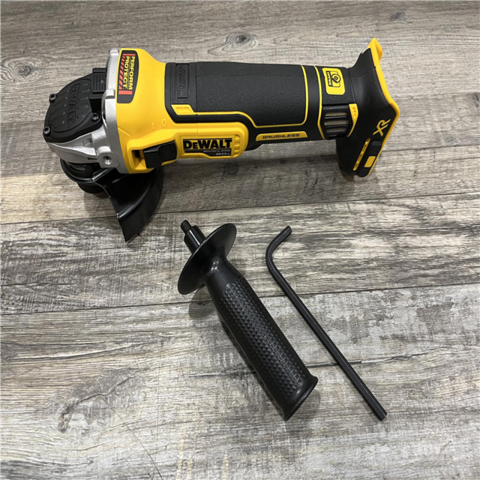 AS-IS DEWALT 20V MAX XR Cordless Brushless 4.5 in. Slide Switch Small Angle Grinder with Kickback Brake (Tool Only)