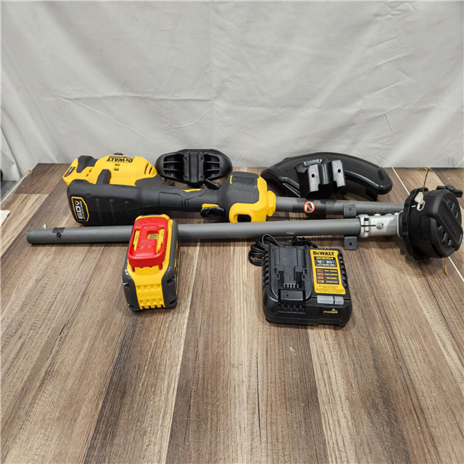 AS-IS DEWALT FLEXVOLT 60V MAX 17 in. Cordless Battery Powered Attachment Capable Trimmer Kit with (1) FLEXVOLT 3 Ah Battery & Charger