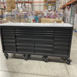 DALLAS LOCATION- AS-IS Husky Tool Storage Heavy Duty 96 in. W x 24 in. D Matte Black Mobile Workbench Cabinet with Stainless Steel Top