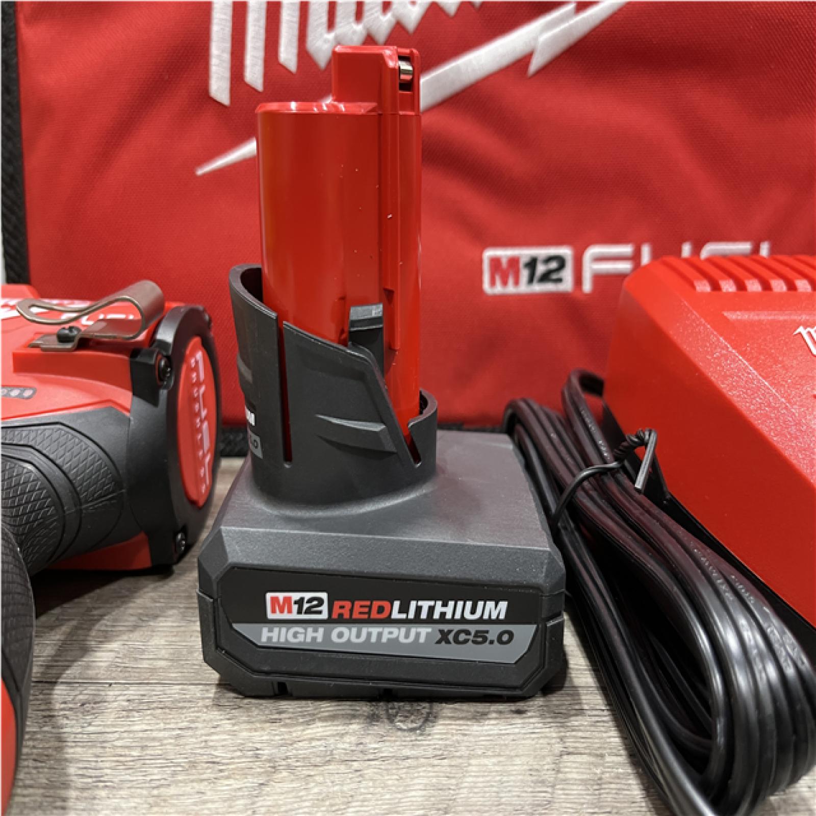 AS-IS Milwaukee FUEL 12V Li-Ion Brushless Cordless Stubby 3/8 in. Impact Wrench Kit