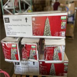 DALLAS LOCATION - Home Accents Holiday 6.5 ft. Festive Mixed Pine Flocked LED Pre-Lit Artificial Christmas Tree T11 - Total Value - $639.84