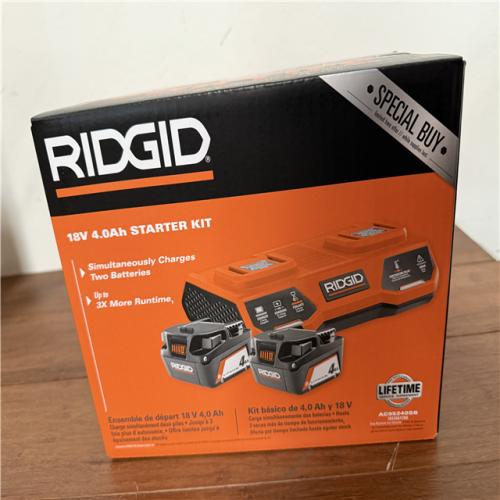 California NEW/Sealed Box Ridgid 18V 4.0 Ah Starter kit, includes (2) Batteries & Charger