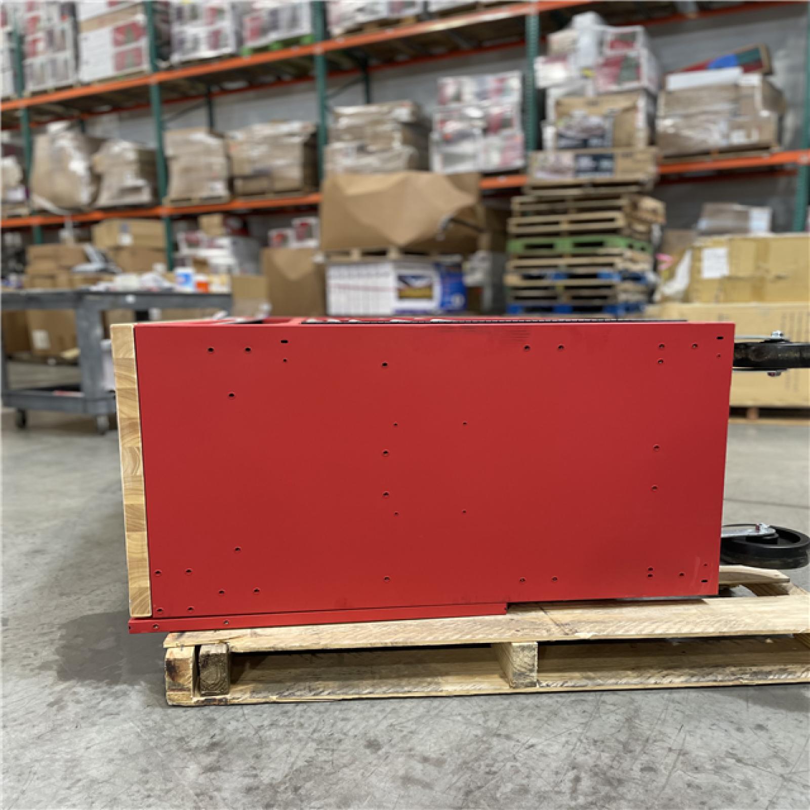 DALLAS LOCATION - AS-IS MILWAUKEE High Capacity 61 in. W x 22.1 in D 11-Drawer Mobile Workbench Cabinet with Solid Wood Top and Pegboard