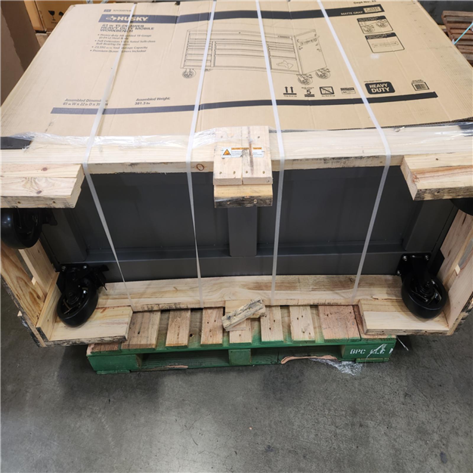 Phoenix NEW Husky Heavy Duty 61 in. W x 23 in. D 15-Drawer Matte Gray Mobile Workbench Cabinet with Solid Wood Top (SEALED)