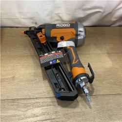 AS-IS Ridgid 15-Gauge 2-1/2 in. Angled Finish Nailer with CLEAN DRIVE Technology  Tool Bag and Sample Nails