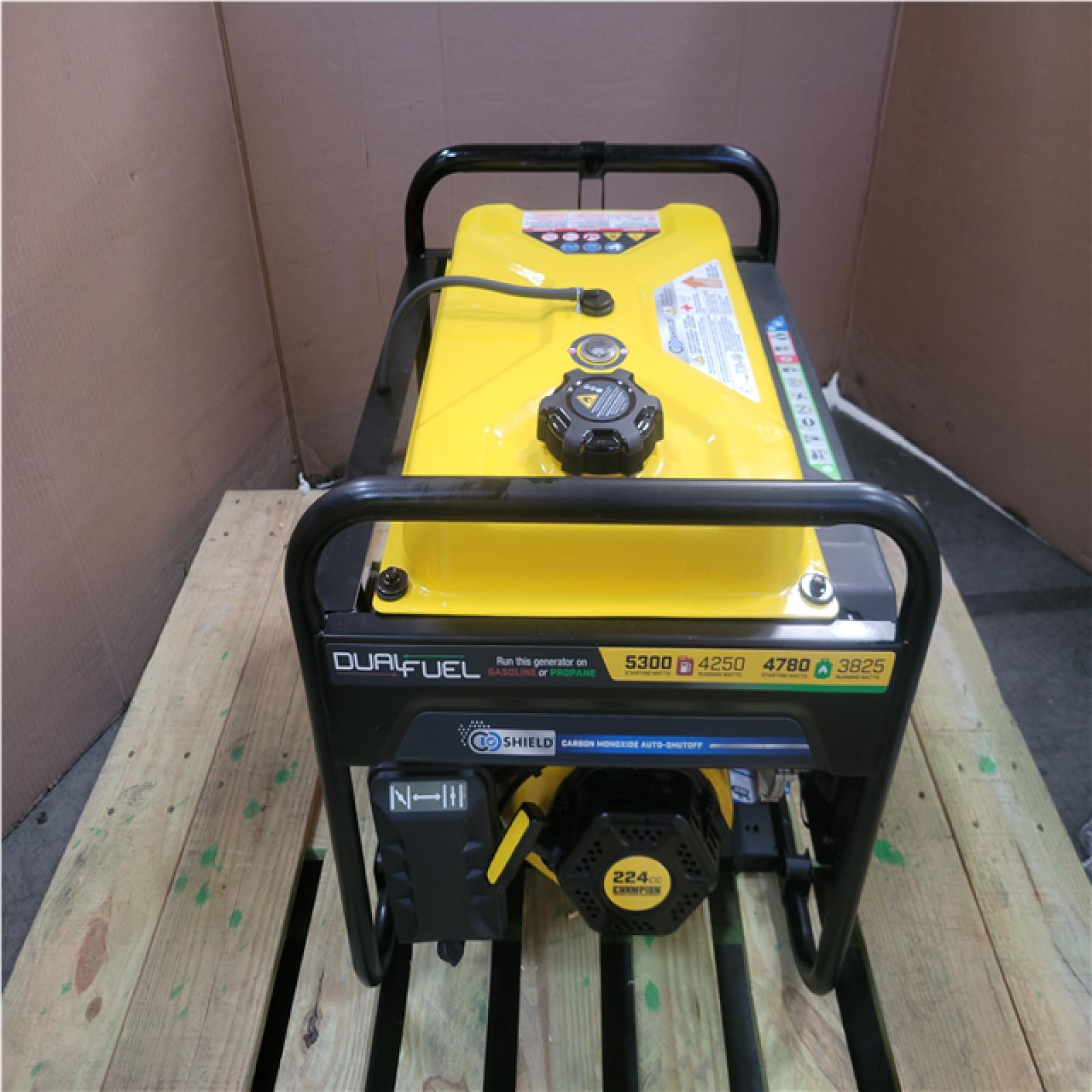 CALIFORNIA AS-IS CHAMPION 5 300 STARTING WATT 4 250 RUNNING WATT DUAL FUEL GENERATOR