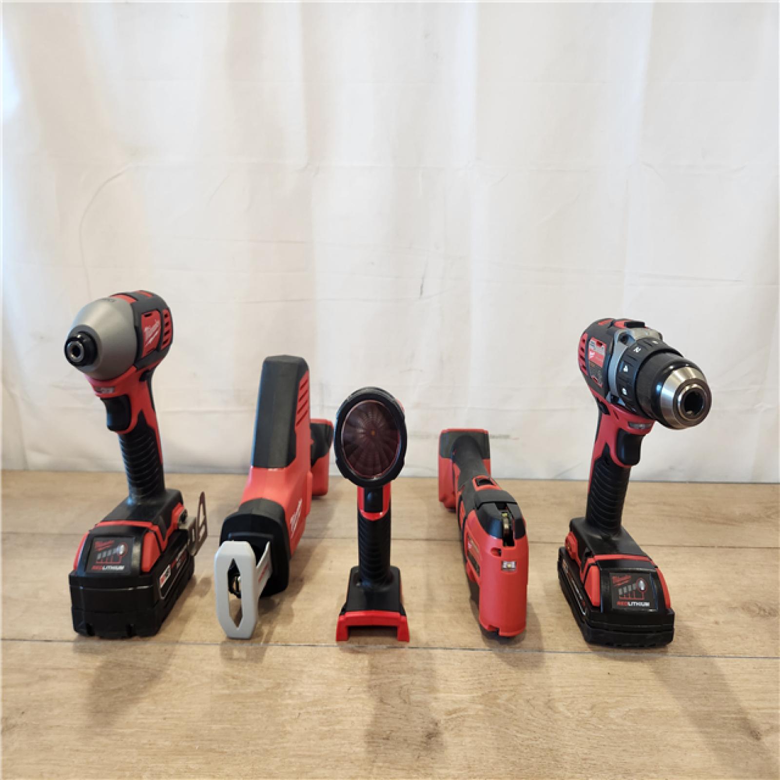 AS-IS- M18 18V Lithium-Ion Cordless Combo Kit (5-Tool) with (2) Batteries, Charger and Tool Bag