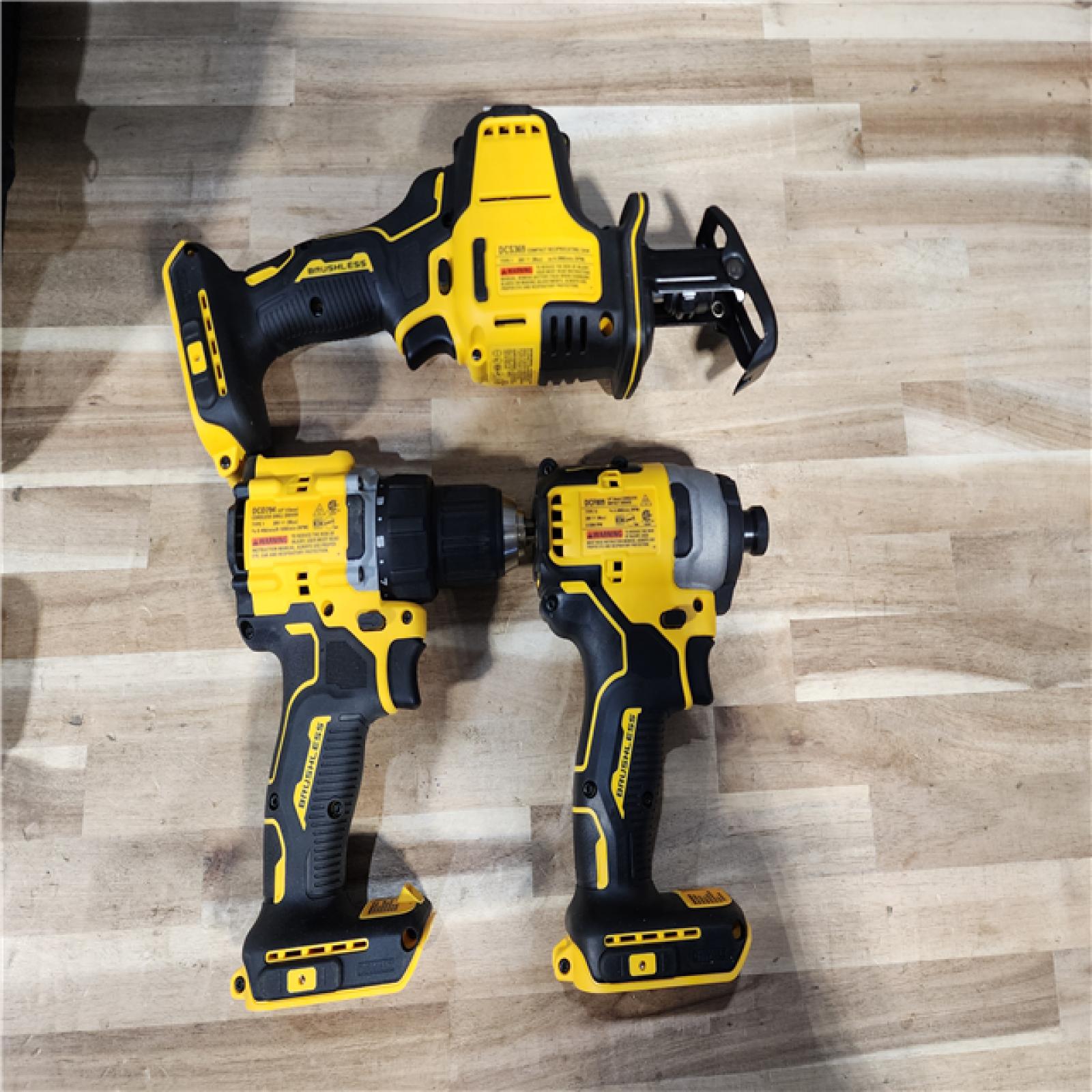 HOUSTON LOCATION - AS-IS DEWALT ATOMIC 20-Volt Lithium-Ion Cordless Brushless (3-Tool) Combo Kit