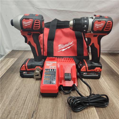 AS-IS- Milwaukee 18V Cordless Brushed 2-Tool Drill/Driver and Impact Driver Kit