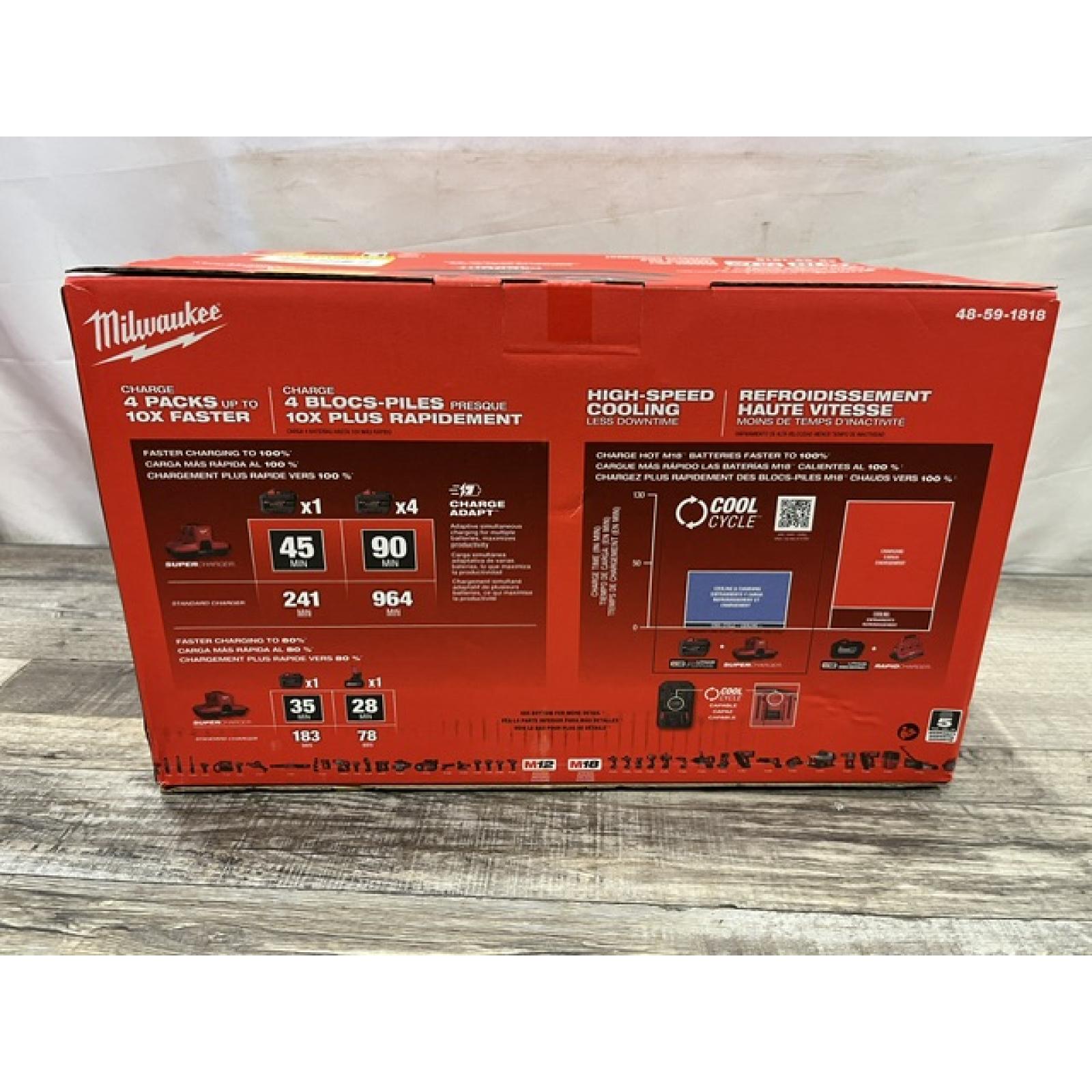 NEW - Milwaukee 12-Volt/18-Volt Lithium-Ion PACKOUT Four Bay Simultaneous Super Charger (Charger Only)