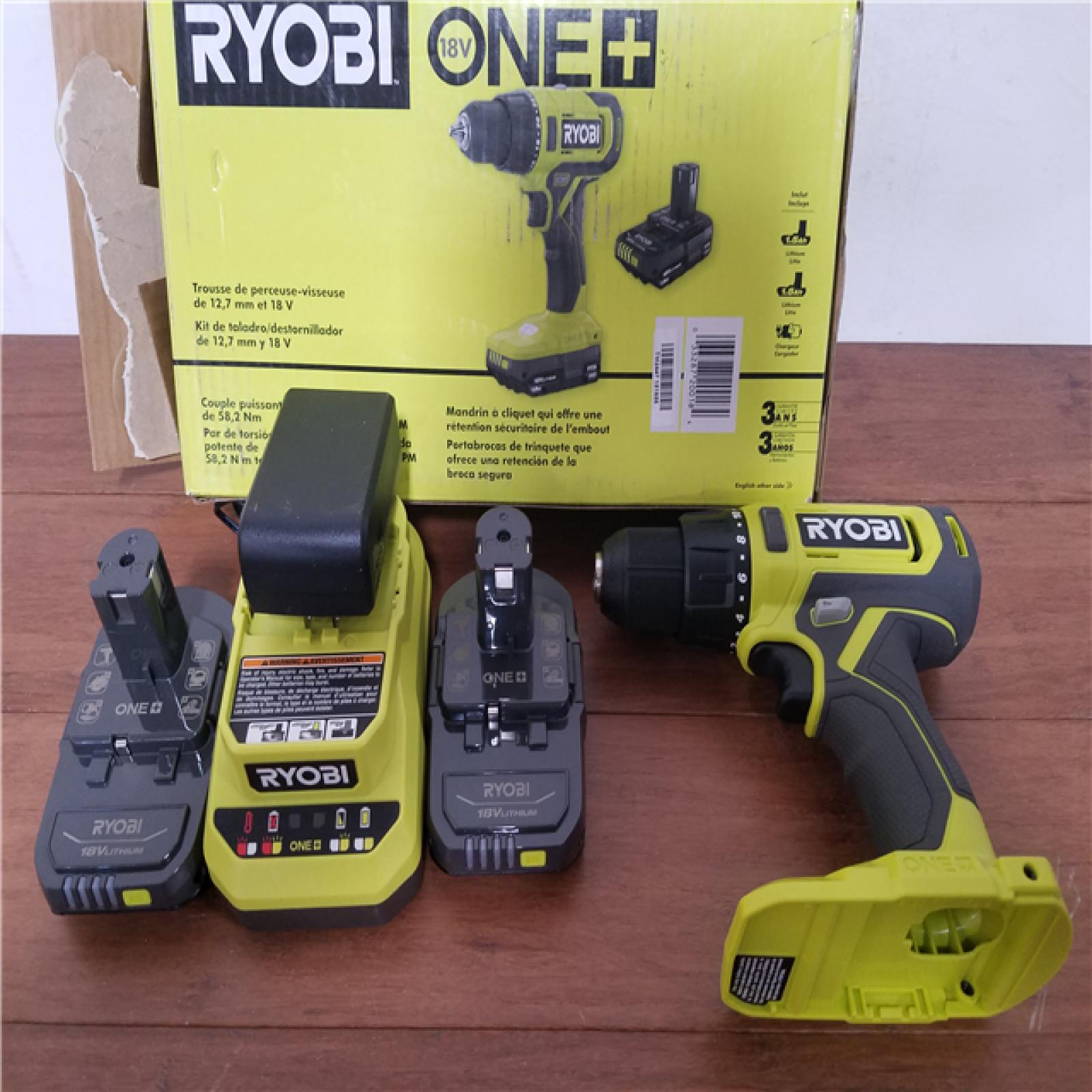 California NEW Ryobi One+ 18V 1/2 Drill/Driver Kit  includes (2) Batteries & Charger
